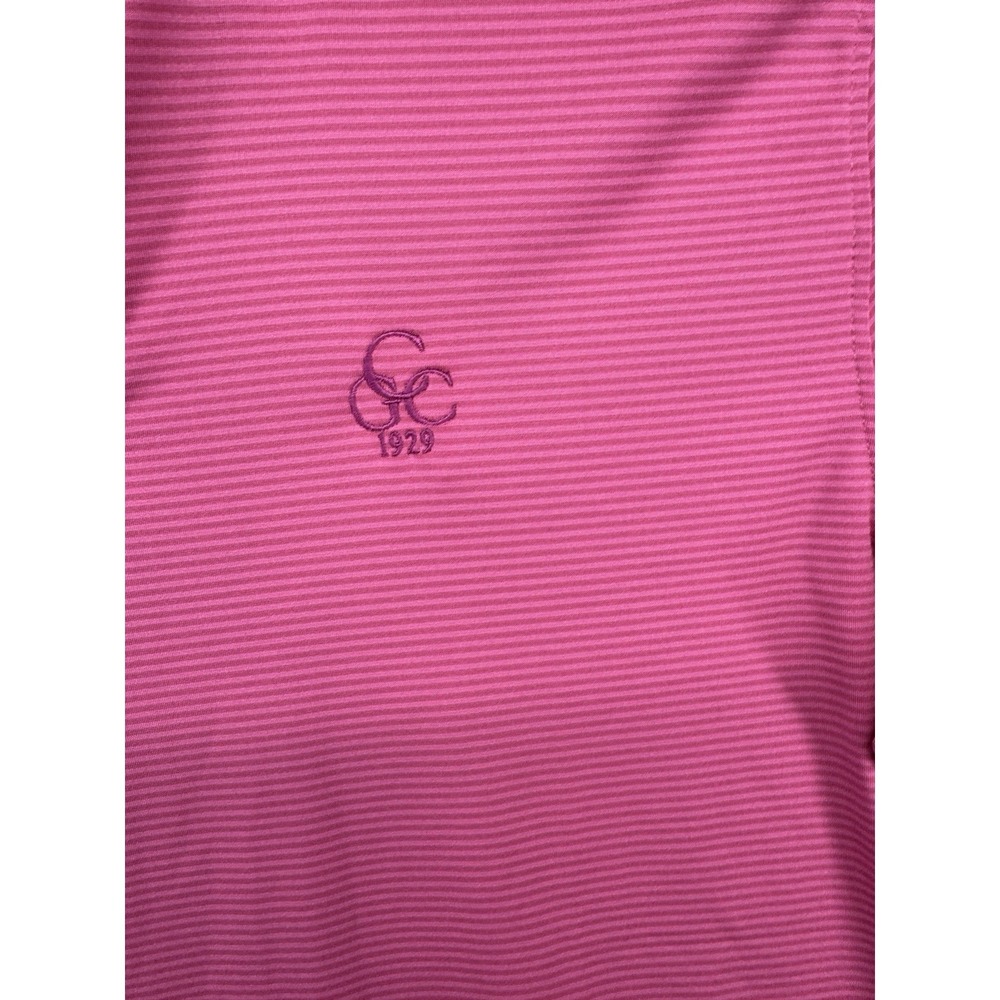 Stitch Golf Polo Shirt Pink Striped Tour Patch Men's Size M - Picture 3 of 8